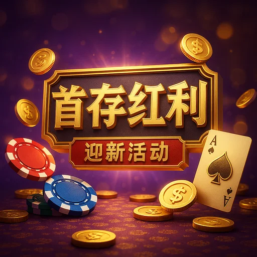 首存紅利活動視覺：紫藍漸層背景、金色籌碼與黑桃A（發財風格）