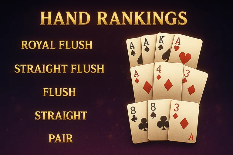 炸金花牌型大小一覽：豹子、同花順、同花、順子、對子、單張