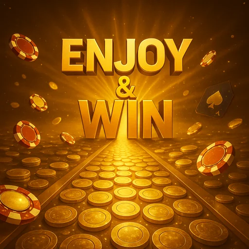 結語收尾：金色大道 ENJOY & WIN 與籌碼金幣光效（發財風格）
