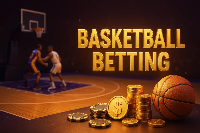 籃球投注主題視覺：球場、籃框與籃球，展現比賽節奏與投注氛圍