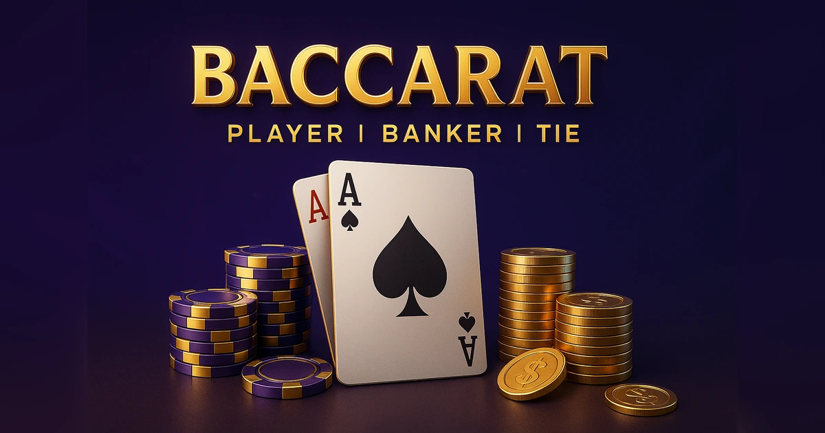 百家樂封面：黑桃A、金色籌碼與金幣的高質感 3D 場景（發財風格）