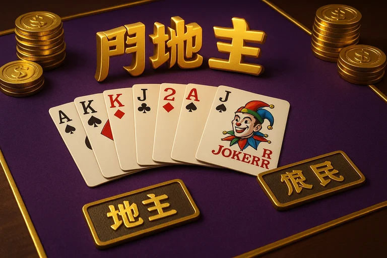 鬥地主牌型與對抗，撲克牌與籌碼