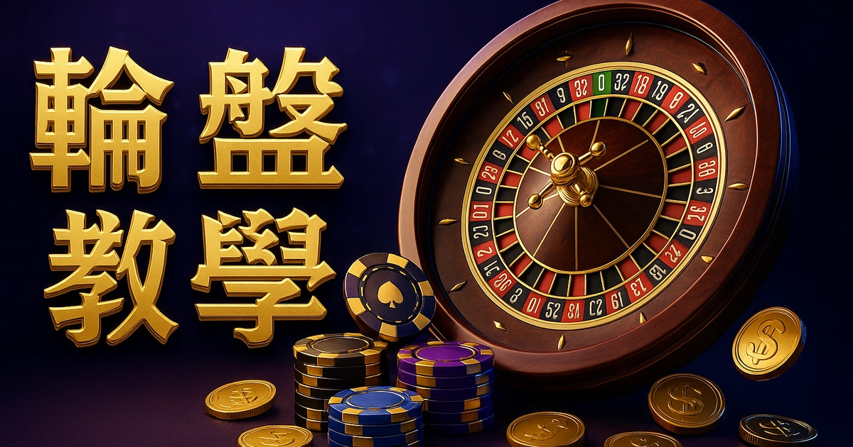 輪盤教學封面，深色賭場背景與金色籌碼（發財風格）