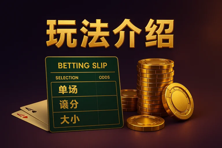 體育博彩玩法示意：單場、讓分、大小球與串關