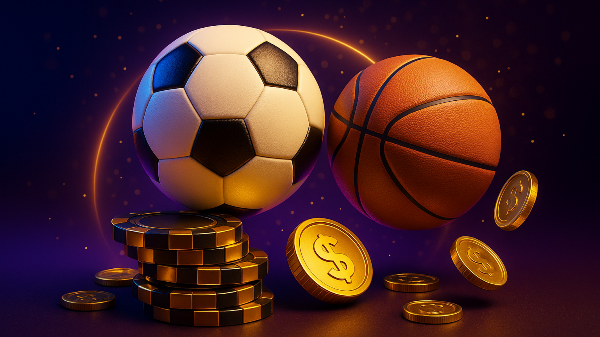 體育博彩：足球籃球象徵（發財風格）