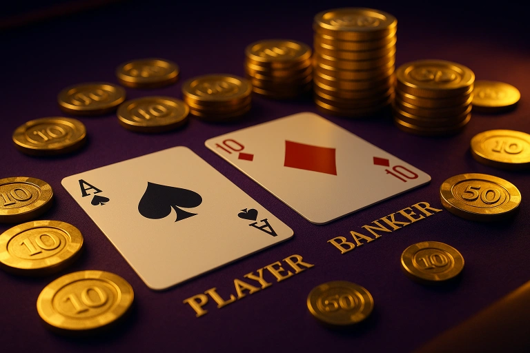 世博娛樂百家樂下注策略，莊閒牌與金色籌碼（發財風格）