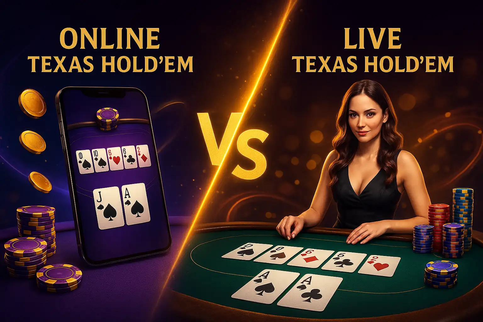 線上德州撲克與實體桌比較圖