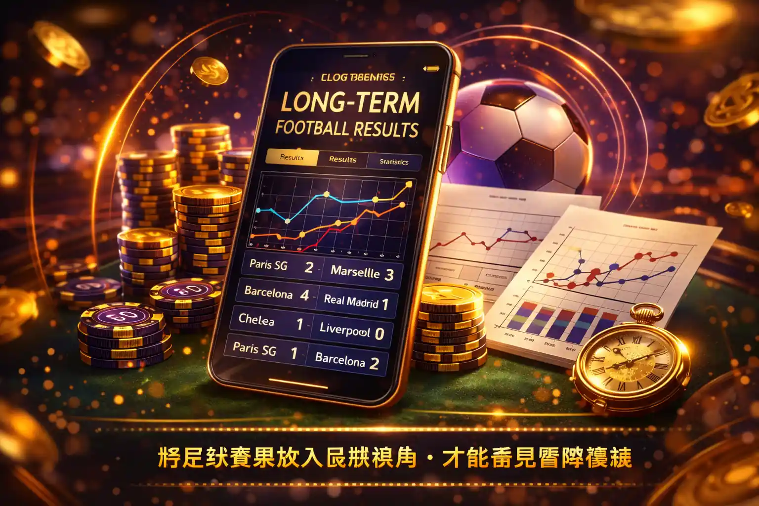 足球賽果長期觀察概念