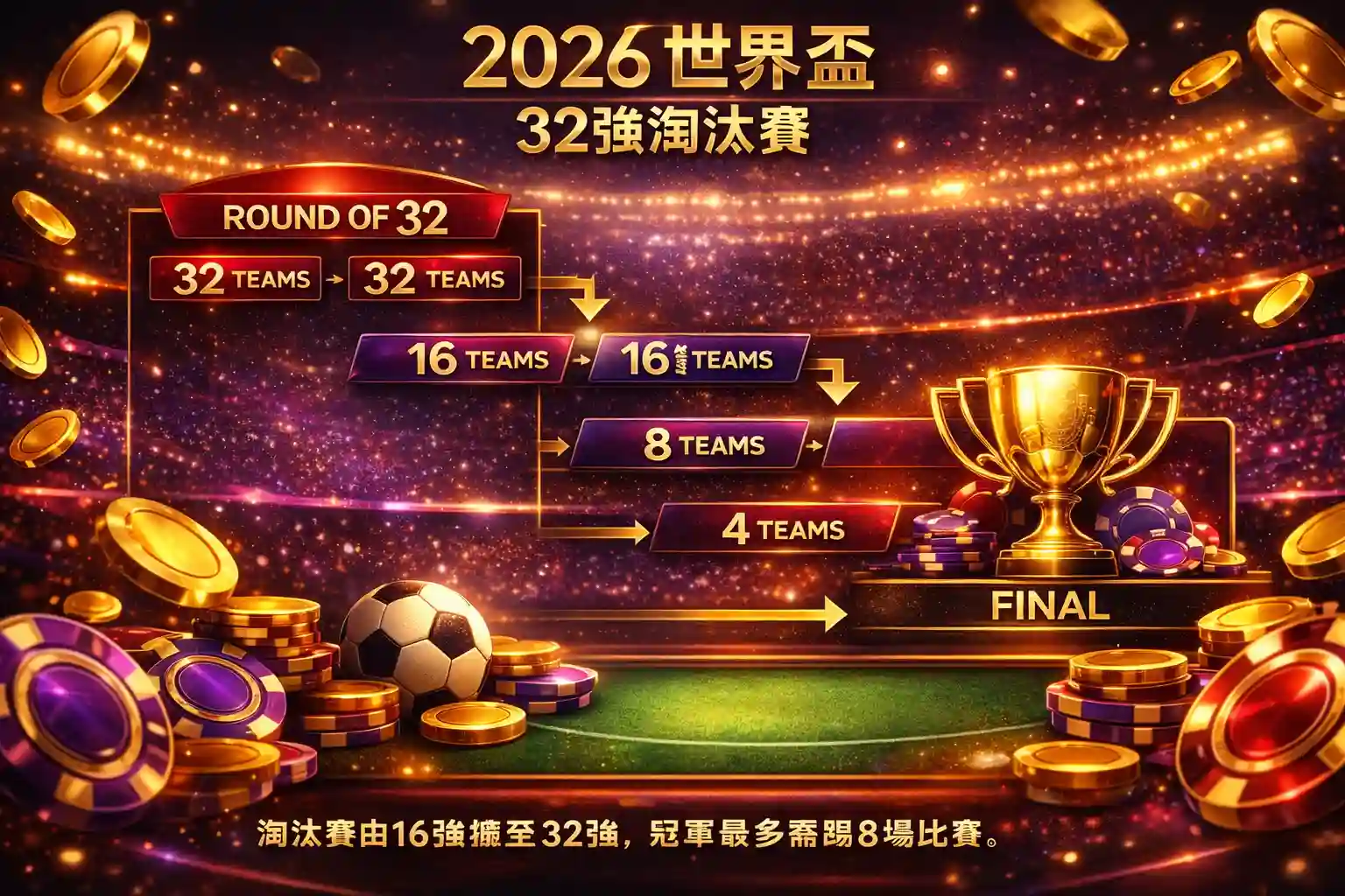 2026世界盃32強淘汰賽流程與場次增加示意圖