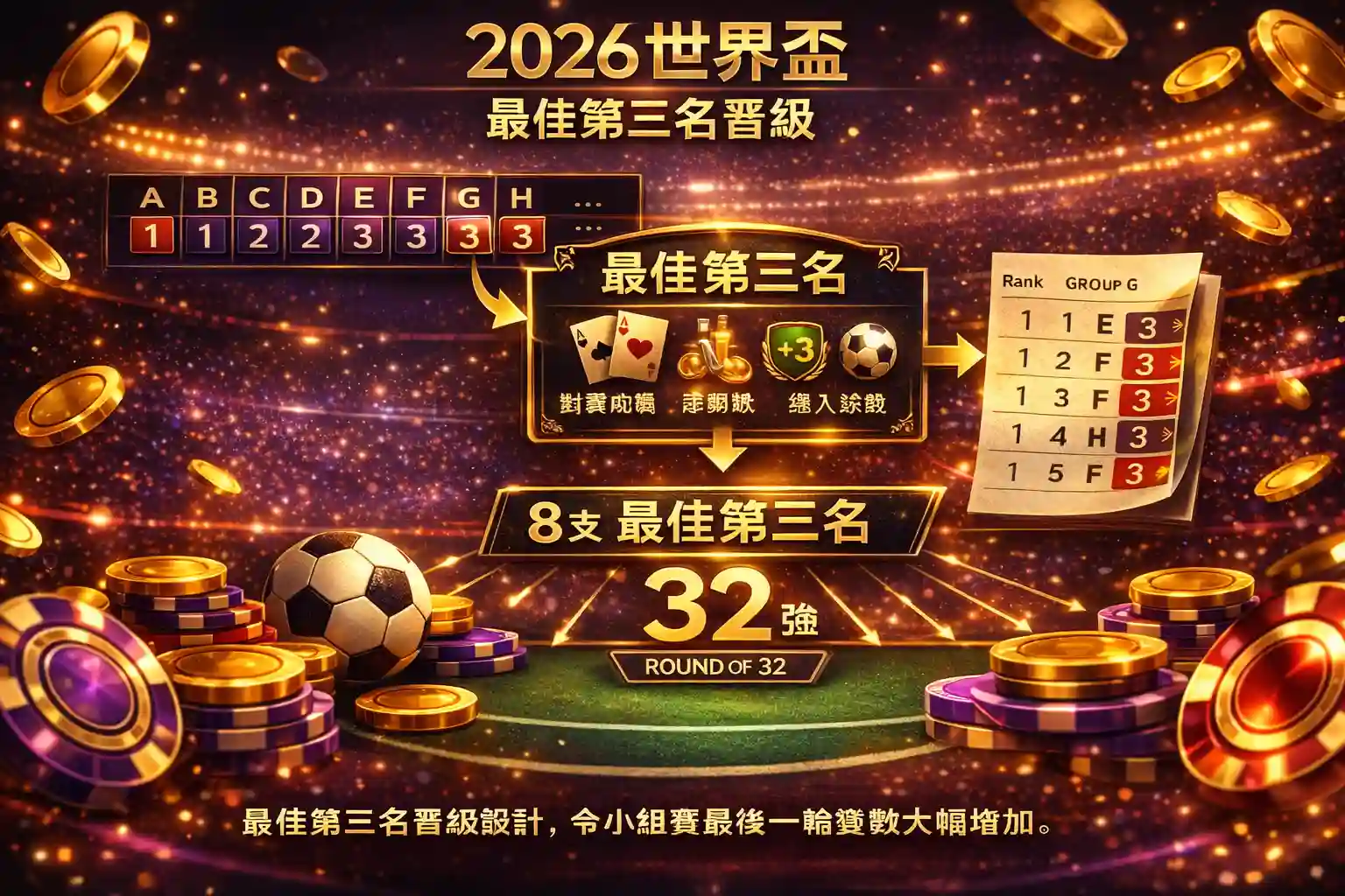 2026世界盃最佳第三名晉級制度示意圖