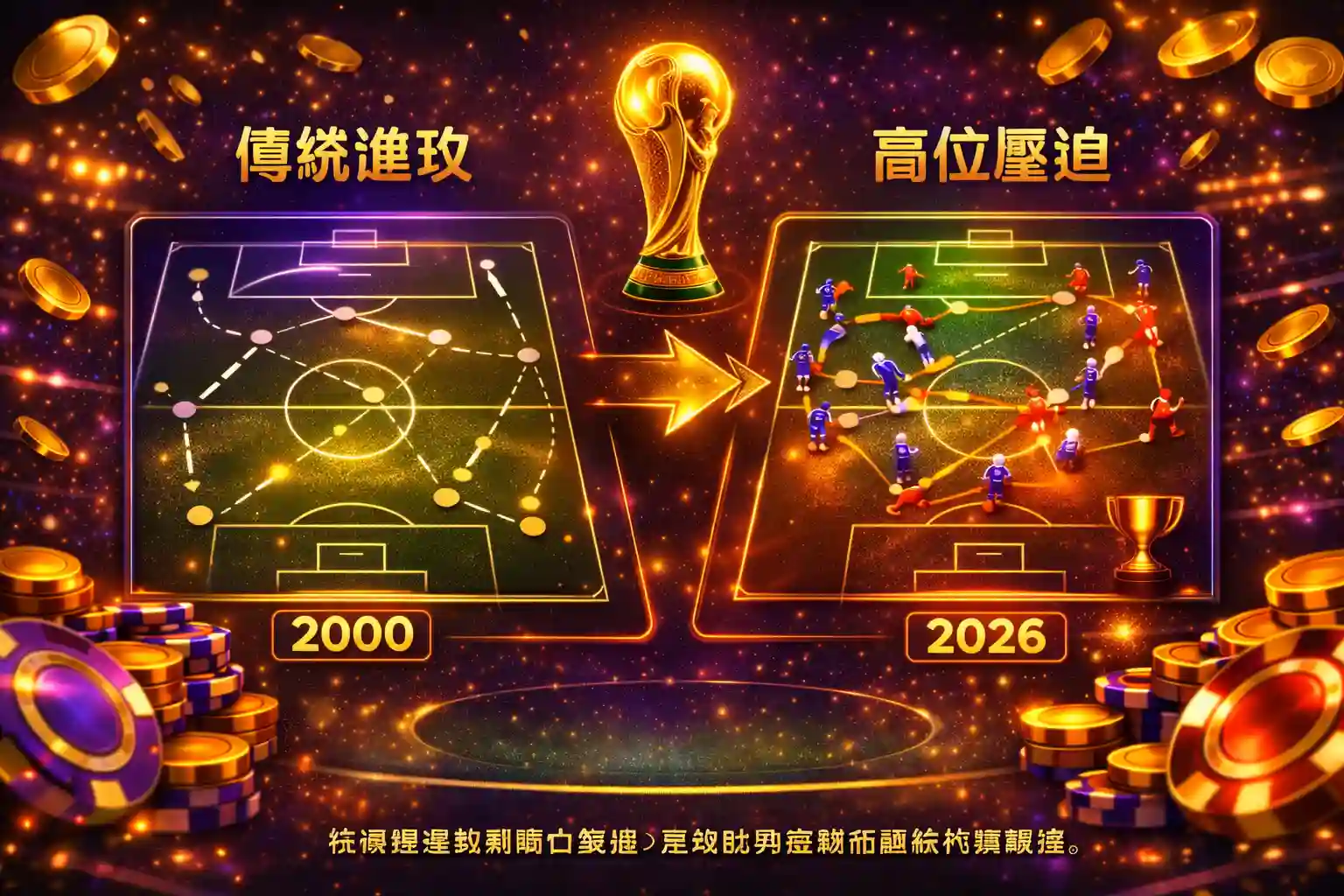 足球世界盃戰術演變與歷屆節奏變化示意圖