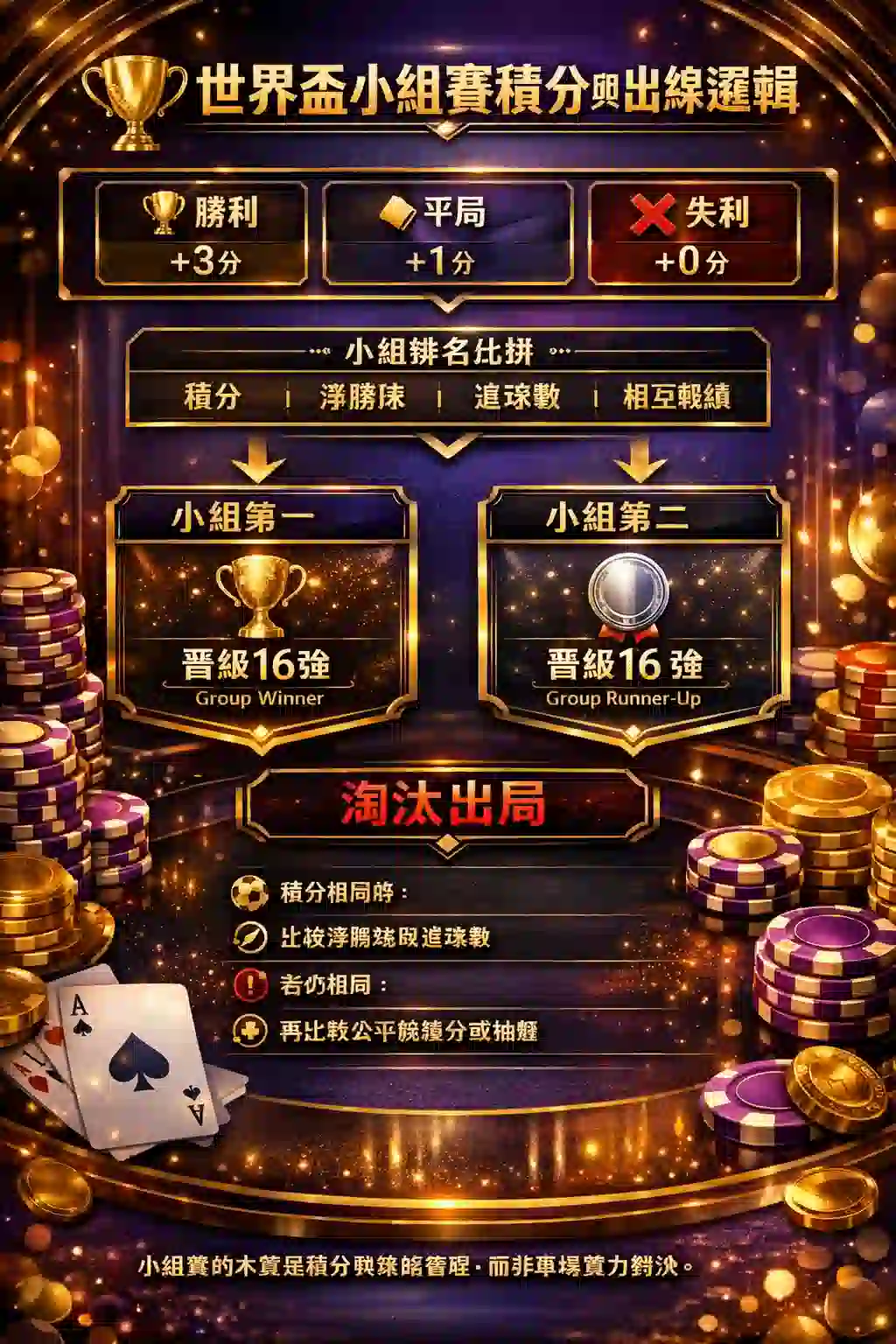 世界盃小組賽積分與出線邏輯圖