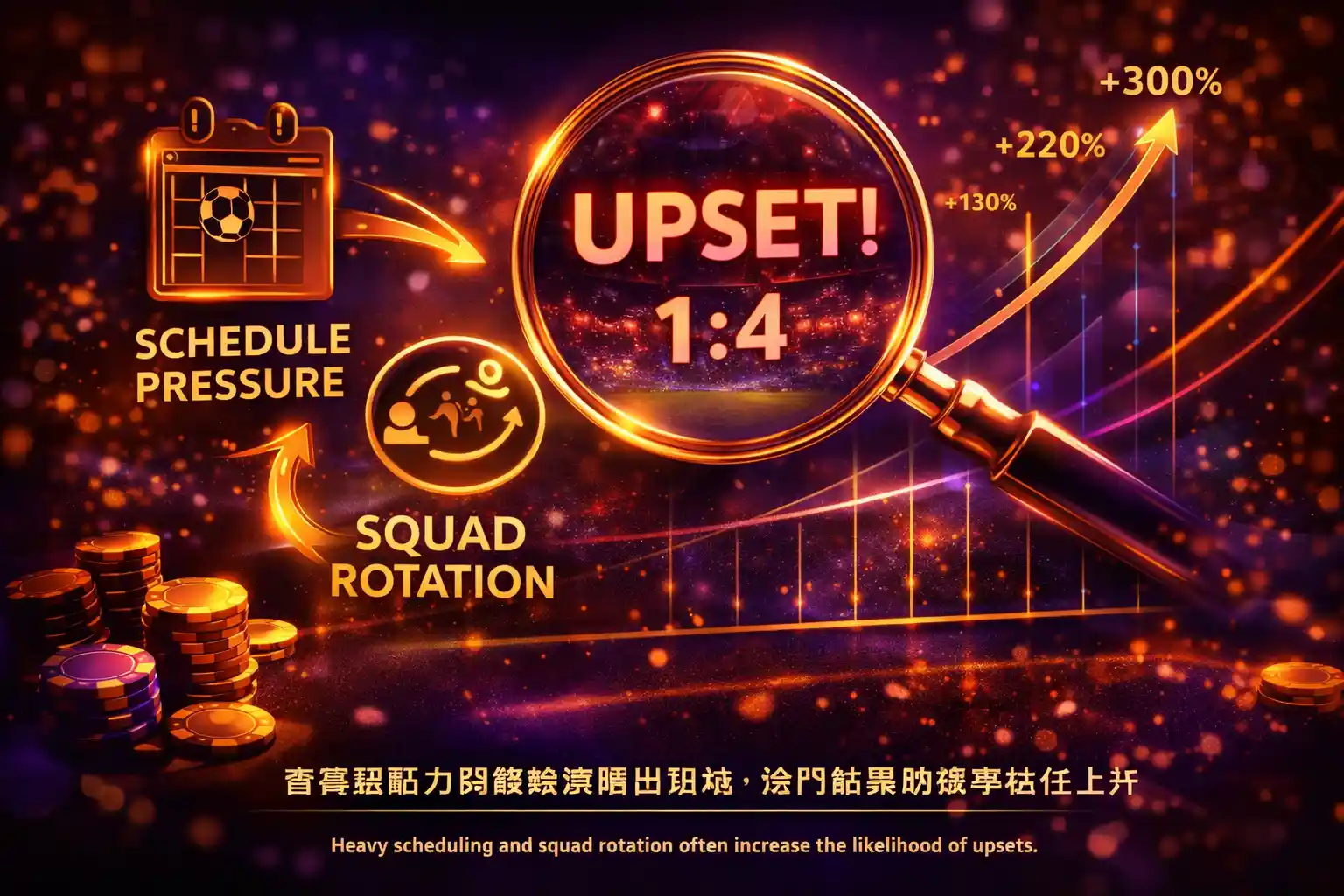 世界盃冷門結果與賽程壓力關聯示意圖