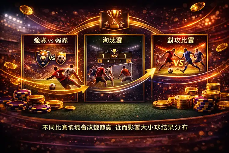不同比賽情境與大小球關係圖