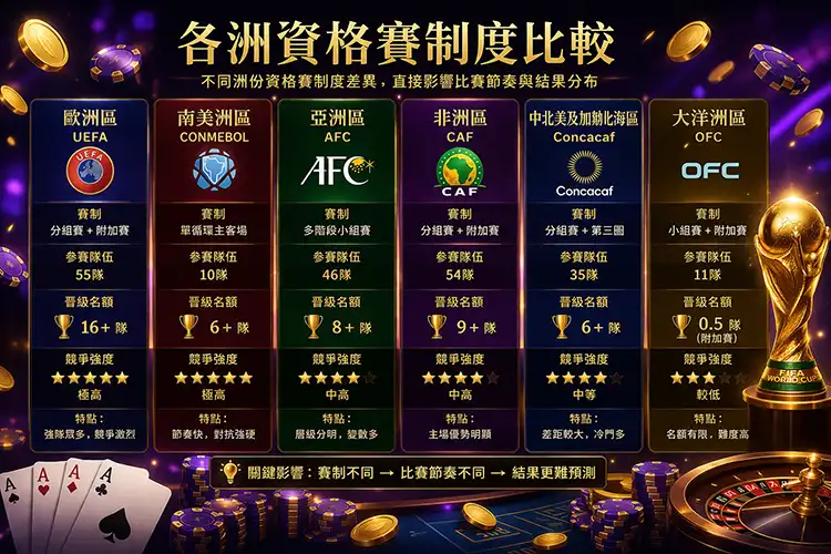 各洲資格賽制度比較